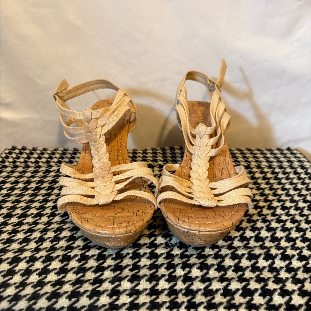 Rampage Cream Sandals with Cork Detail
